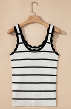 Load image into Gallery viewer, Pre-Order Striped Scalloped Edge U Neck Sleeveless Sweater Vest
