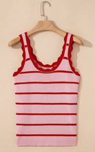 Load image into Gallery viewer, Pre-Order Striped Scalloped Edge U Neck Sleeveless Sweater Vest
