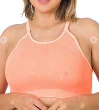Load image into Gallery viewer, Coral Ribbed Seamless Cropped Cami Top