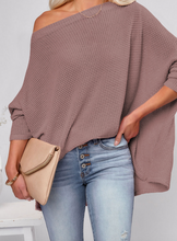 Load image into Gallery viewer, Pre-Order Rose Pink Waffle Knit Eyelet Long Sleeve Blouse