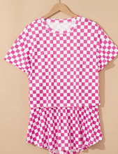 Load image into Gallery viewer, Pre-Order Pink Checkerboard T Shirt and High Waist Skorts 2 Piece Outfit