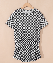 Load image into Gallery viewer, Pre-Order Blace Checkerboard T Shirt and High Waist Skorts 2 Piece Outfit