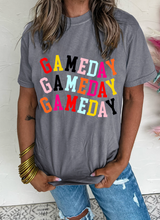 Load image into Gallery viewer, Pre-Order Gray Colorful GAME DAY Graphic Crew T Shirt