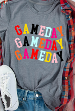 Load image into Gallery viewer, Pre-Order Gray Colorful GAME DAY Graphic Crew T Shirt