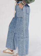 Load image into Gallery viewer, Pre-Order Ashleigh Blue Acid Wash Exposed Seam Drawstring Elastic Waistband Jeans