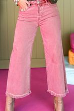 Load image into Gallery viewer, Pre-Order Peach Blossom Acid Washed High Rise Cropped Wide Leg Jeans