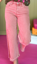 Load image into Gallery viewer, Pre-Order Peach Blossom Acid Washed High Rise Cropped Wide Leg Jeans