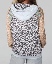 Load image into Gallery viewer, Pre-Order Multicolor Leopard Floral Patchwork Drawstring Hoodie