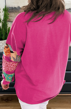 Load image into Gallery viewer, Pre-Order Plus Size Printed Patchwork Sleeve Split Sweatshirt
