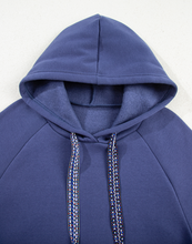Load image into Gallery viewer, Pre-Order Blue Fleece Lined Adjustable Drawstring Oversize Tunic Hoodie