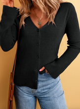 Load image into Gallery viewer, Pre-Order Lightweight Ribbed Knit Button Front V Neck Cardigans