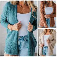 Load image into Gallery viewer, Pre-Order Mix Pattern Hollowed Knit Open Front Cardigan