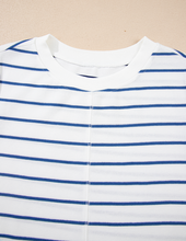 Load image into Gallery viewer, Pre-Order Sail Blue Striped Long Sleeve Top Drawstring Wide Leg Pants 2pcs Outfit