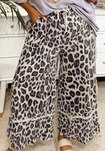 Load image into Gallery viewer, Pre-Order Khaki Leopard Wide Leg Cropped Pants