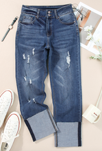 Load image into Gallery viewer, Pre-Order Blue High Waist Distressed Straight Leg Jeans