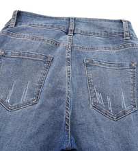 Load image into Gallery viewer, Pre-Order Blue High Waist Distressed Straight Leg Jeans
