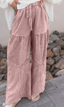 Load image into Gallery viewer, Pre-Order Mineral Wash Tiered Wide Leg Patchwork Drawstring Pants