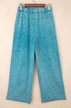 Load image into Gallery viewer, Pre-Order Lapis Mineral Wash Lace-up High Waist Raw Hem Patched Pocket Pants