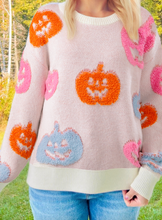 Load image into Gallery viewer, Pre-Order Beige Halloween Cute Pumpkin Pattern Sweater