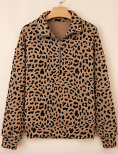 Load image into Gallery viewer, Pre-Order Brown Leopard Print Quarter Zip Sweatshirt