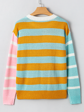 Load image into Gallery viewer, Pre-Order Jurassic Gold Color Block Striped Pullover Sweater
