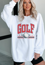 Load image into Gallery viewer, Pre-Order White GOLF Ball Print Ribbed Drop Shoulder Baggy Sweatshirt