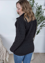 Load image into Gallery viewer, Geometric Button Snap Pullover Black