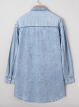 Load image into Gallery viewer, Pre-Order Blue Chest Pocket Raw Hem Denim Loose Shirt Dress