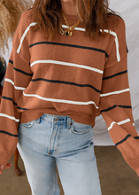 Load image into Gallery viewer, Pre-Order Multicolour Striped Ribbed Edge Drop Shoulder Sweaters