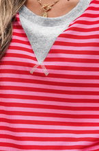 Load image into Gallery viewer, Pre-Order Red Stripe Drop Shoulder Baggy Pullover and Shorts Casual Set