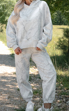 Load image into Gallery viewer, Pre-Order Light Grey Abstract Print Loose Drop Sleeve Hoodie Elastic Waistband 2pcs Pant Set