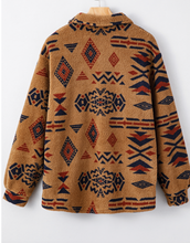 Load image into Gallery viewer, Pre-Order Khaki Western Aztec Pattern Fleece Shacket