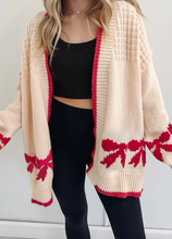 Load image into Gallery viewer, Pre-Order Bow Pattern Textured Open Front Baggy Cardigan