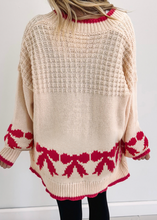 Load image into Gallery viewer, Pre-Order Bow Pattern Textured Open Front Baggy Cardigan