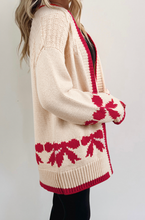 Load image into Gallery viewer, Pre-Order Bow Pattern Textured Open Front Baggy Cardigan