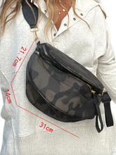 Load image into Gallery viewer, Pre-OrderVineyard Green Camouflage Print Gold Chain Strap Double Zipper Crossbody Bag