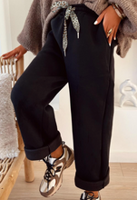 Load image into Gallery viewer, Pre-Order Fleece Lined Leopard Drawstring Elastic Waist Solid Pants