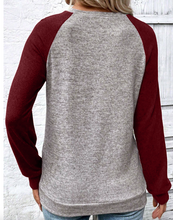 Load image into Gallery viewer, Pre-Order Red Dahlia Colorblock Raglan Long Sleeve T Shirt