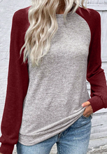 Load image into Gallery viewer, Pre-Order Red Dahlia Colorblock Raglan Long Sleeve T Shirt