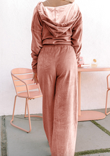 Load image into Gallery viewer, Pre-Order Peach Blossom Velvet Zip-up Hoodie and Wide Leg Pants Set