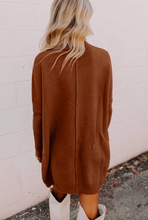 Load image into Gallery viewer, Pre-Order  Ribbed High Neck Front Pockets Center Seam Shift Sweater Dresses