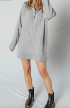Load image into Gallery viewer, Pre-Order High Cable Knit Quarter Zip Ribbed Trim Loose Sweater Dress
