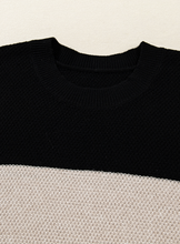 Load image into Gallery viewer, Pre-Order Color Block Knit Striped Sleeve Detail Casual Sweater