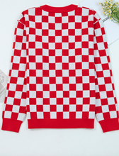 Load image into Gallery viewer, Pre-Order Checkered Christmas Tree Pattern Button V Neck Cardigan Sweate