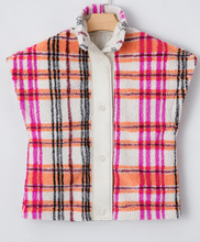 Load image into Gallery viewer, Pre-Order Rose Sherpa Plaid Jacket Vest