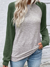 Load image into Gallery viewer, Pre-Order Green Colorblock Raglan Long Sleeve T Shirt