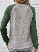 Load image into Gallery viewer, Pre-Order Green Colorblock Raglan Long Sleeve T Shirt
