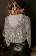 Load image into Gallery viewer, Pre-Order Jet Stream Sequin Hooded Long Sleeve Top