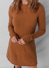 Load image into Gallery viewer, Pre-Order Straw Yellow Ribbed Detail Solid Color Mini Sweater Dress