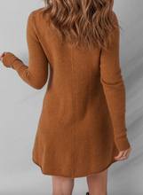 Load image into Gallery viewer, Pre-Order Straw Yellow Ribbed Detail Solid Color Mini Sweater Dress